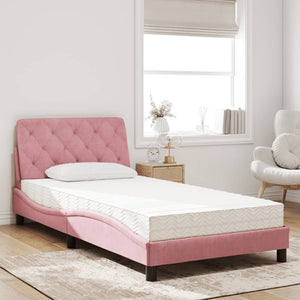 Bett mit Matratze Rosa Samt 100x200 cm