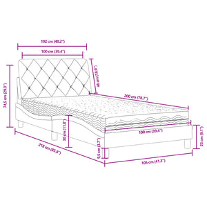 Bett mit Matratze Rosa Samt 100x200 cm