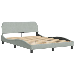 Bett mit Matratze Hellgrau Samt 120x200 cm