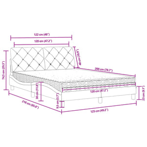 Bett mit Matratze Hellgrau Samt 120x200 cm