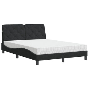Schwarzes Samtbett mit Matratze 120x200 cm