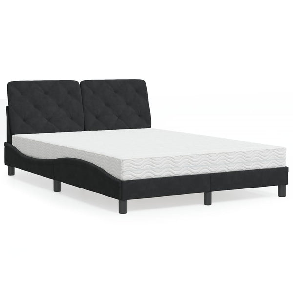 Schwarzes Samtbett mit Matratze 120x200 cm