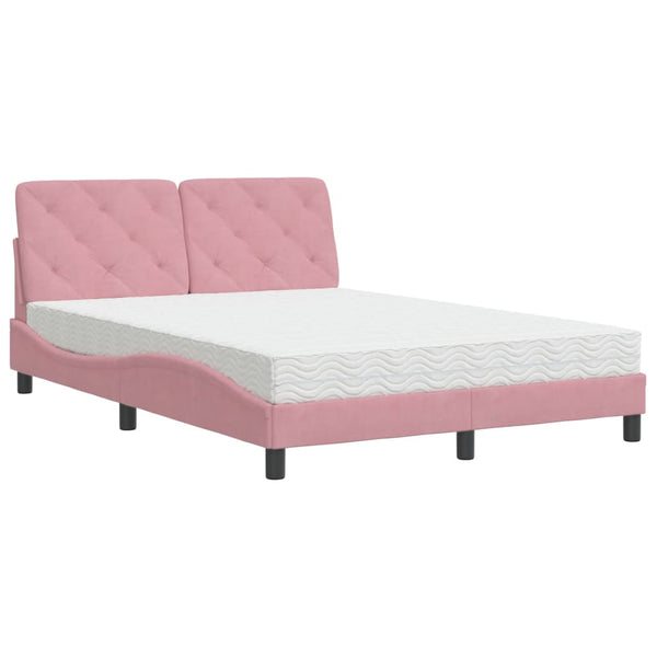 Bett mit Matratze Rosa Samt 120x200 cm