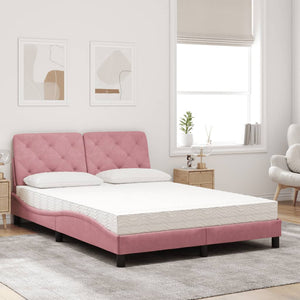 Bett mit Matratze Rosa Samt 120x200 cm