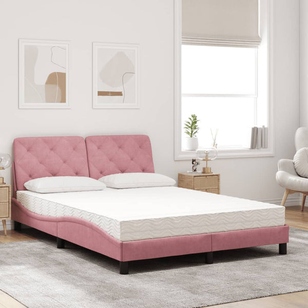 Bett mit Matratze Rosa Samt 120x200 cm