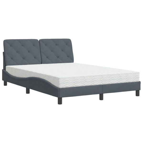 Bett mit Matratze Dunkelgrau Samt 140x190 cm