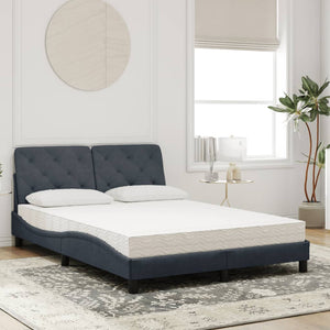 Bett mit Matratze Dunkelgrau Samt 140x190 cm