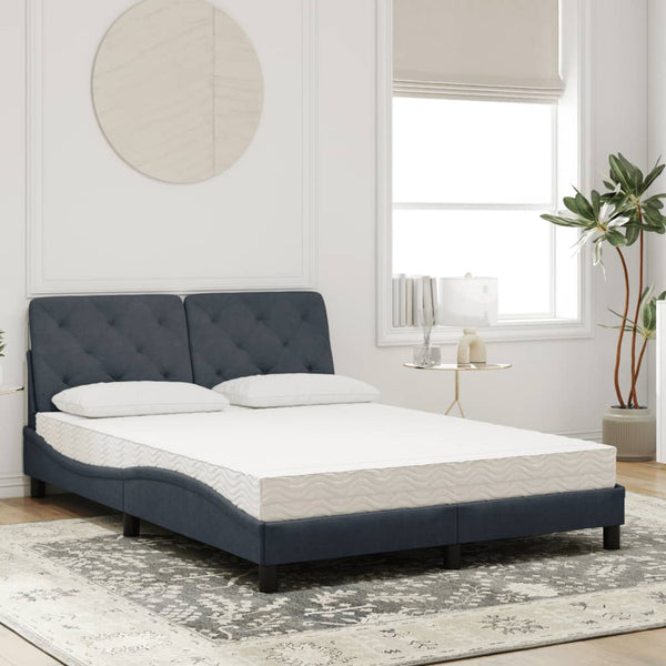 Bett mit Matratze Dunkelgrau Samt 140x190 cm