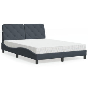 Bett mit Matratze Dunkelgrau Samt 140x190 cm
