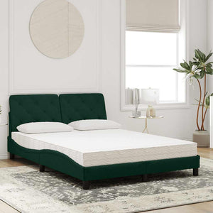 Dunkelgrünes Samtbett mit Matratze 140x190 cm