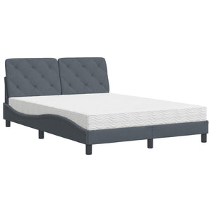 Bett mit Matratze Dunkelgrau Samt 140x200 cm