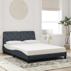 Bett mit Matratze Dunkelgrau Samt 140x200 cm