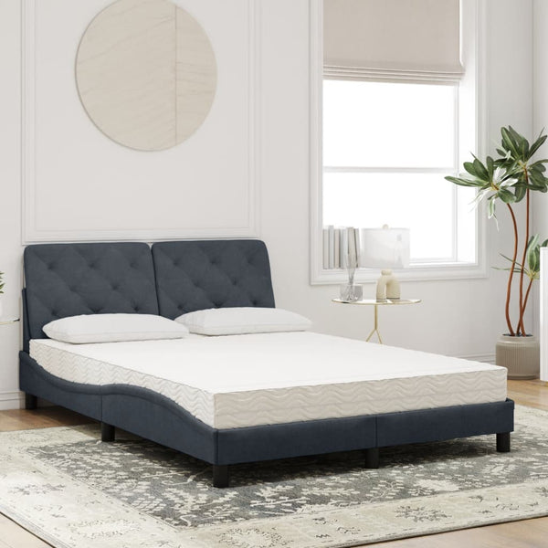 Bett mit Matratze Dunkelgrau Samt 140x200 cm