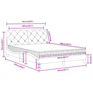 Bett mit Matratze Dunkelgrau Samt 140x200 cm