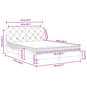 Bett mit Matratze Schwarz Samt 140x200 cm