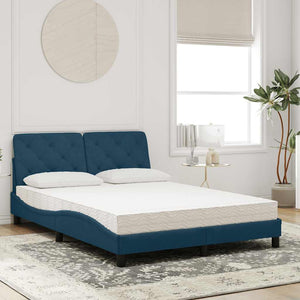 Bett mit Matratze Blau Samt 140x200 cm