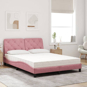 Bett mit Matratze Rosa Samt 140x200