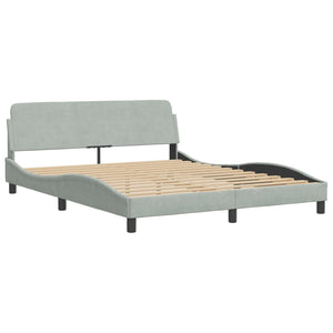 Bett mit Matratze Hellgrau Samt 160x200 cm