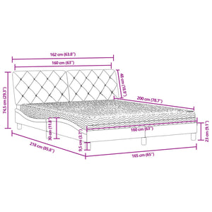 Bett mit Matratze Schwarz 160x200 cm Samt