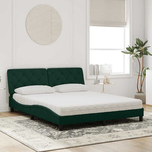Bett mit Matratze Dunkelgrün 160x200 cm Samt