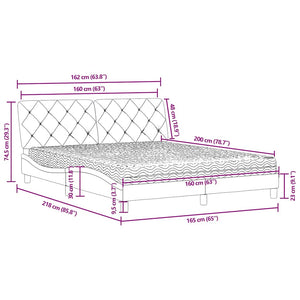 Bett mit Matratze Blau Samt 160x200 cm