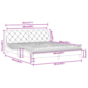Bett mit Matratze Hellgrau 180x200 cm Samt