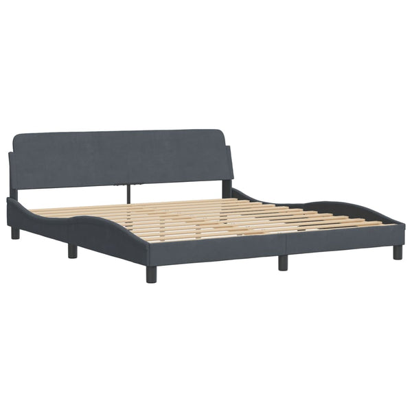 Bett mit Matratze Dunkelgrau Samt 180x200 cm