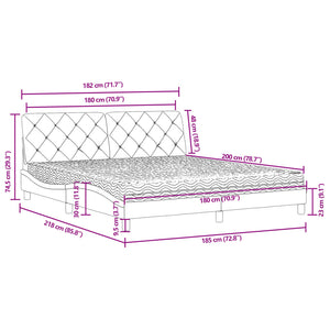 Bett mit Matratze Dunkelgrau Samt 180x200 cm