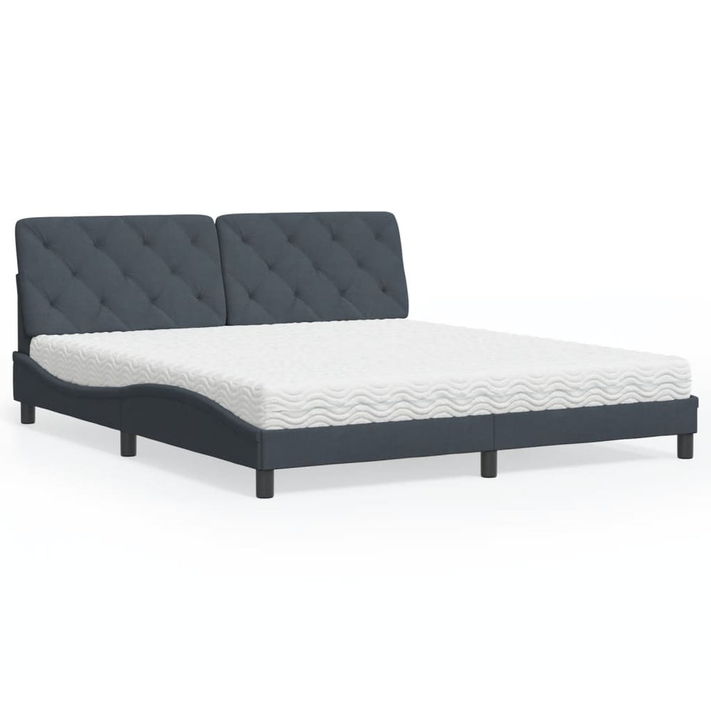 Bett mit Matratze Dunkelgrau Samt 180x200 cm