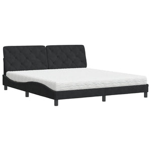 Bett mit Matratze Schwarz Samt 180x200 cm