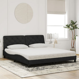 Bett mit Matratze Schwarz Samt 180x200 cm