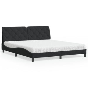 Bett mit Matratze Schwarz Samt 180x200 cm