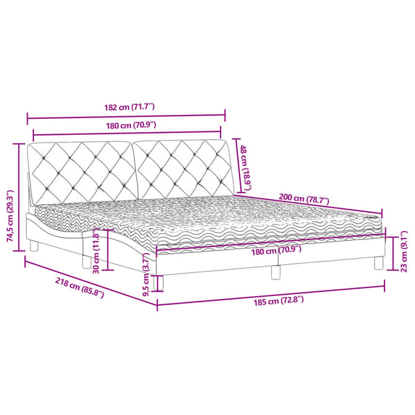 vidaXL Bed with Mattress Pink 180x200 cm Velvet