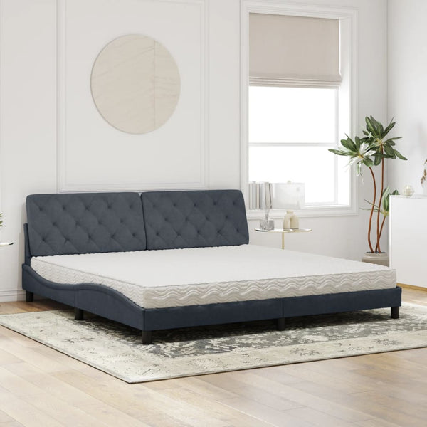 Bett mit Matratze Dunkelgrau 200x200 cm Samt