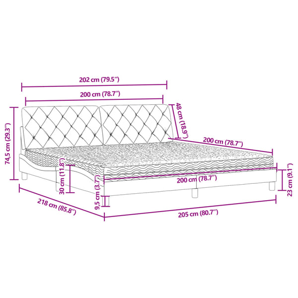 vidaXL Bed with Mattress Black 200x200 cm Velvet