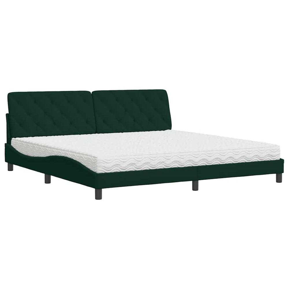 Bett mit Matratze Dunkelgrün 200x200 cm Samt