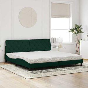 Bett mit Matratze Dunkelgrün 200x200 cm Samt