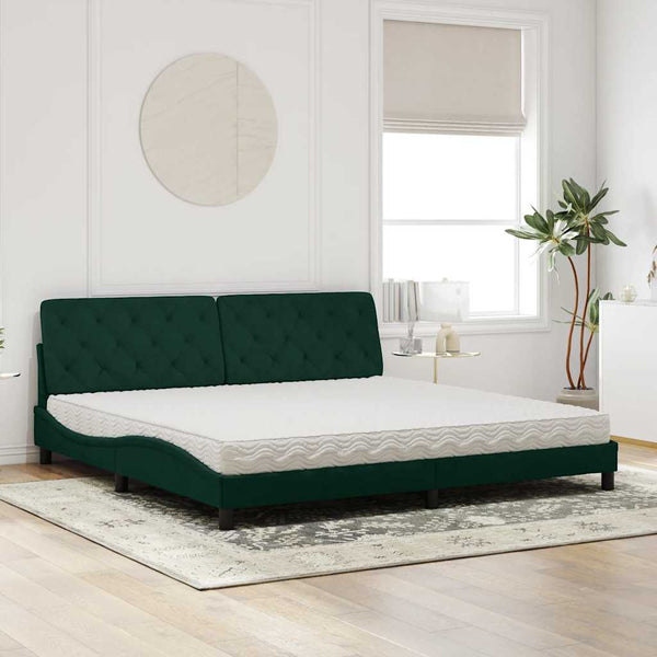 Bett mit Matratze Dunkelgrün 200x200 cm Samt