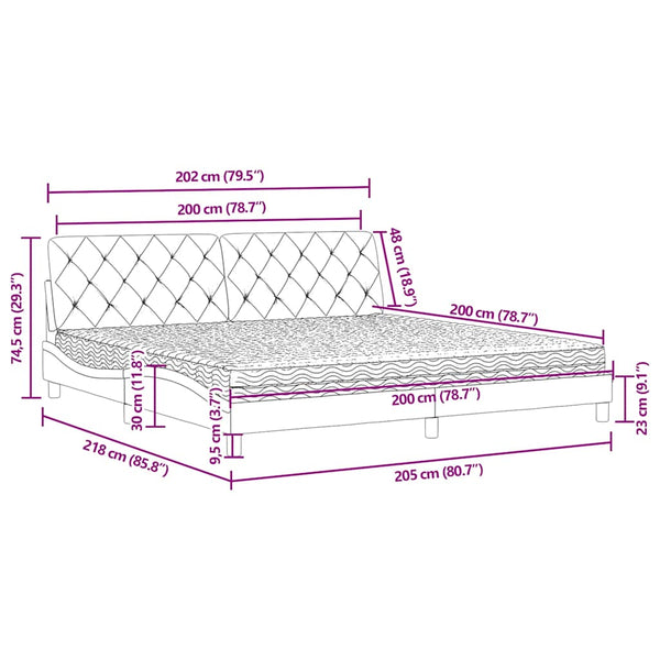 Bett mit Matratze Dunkelgrün 200x200 cm Samt