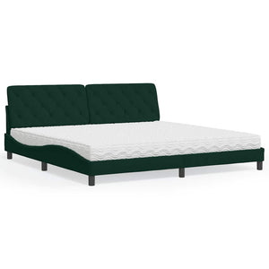 Bett mit Matratze Dunkelgrün 200x200 cm Samt