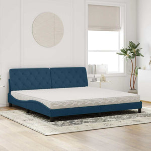 Bett mit Matratze Blau 200x200 cm Samt