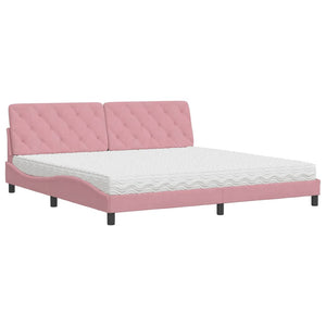 Bett mit Matratze Rosa Samt 200x200 cm