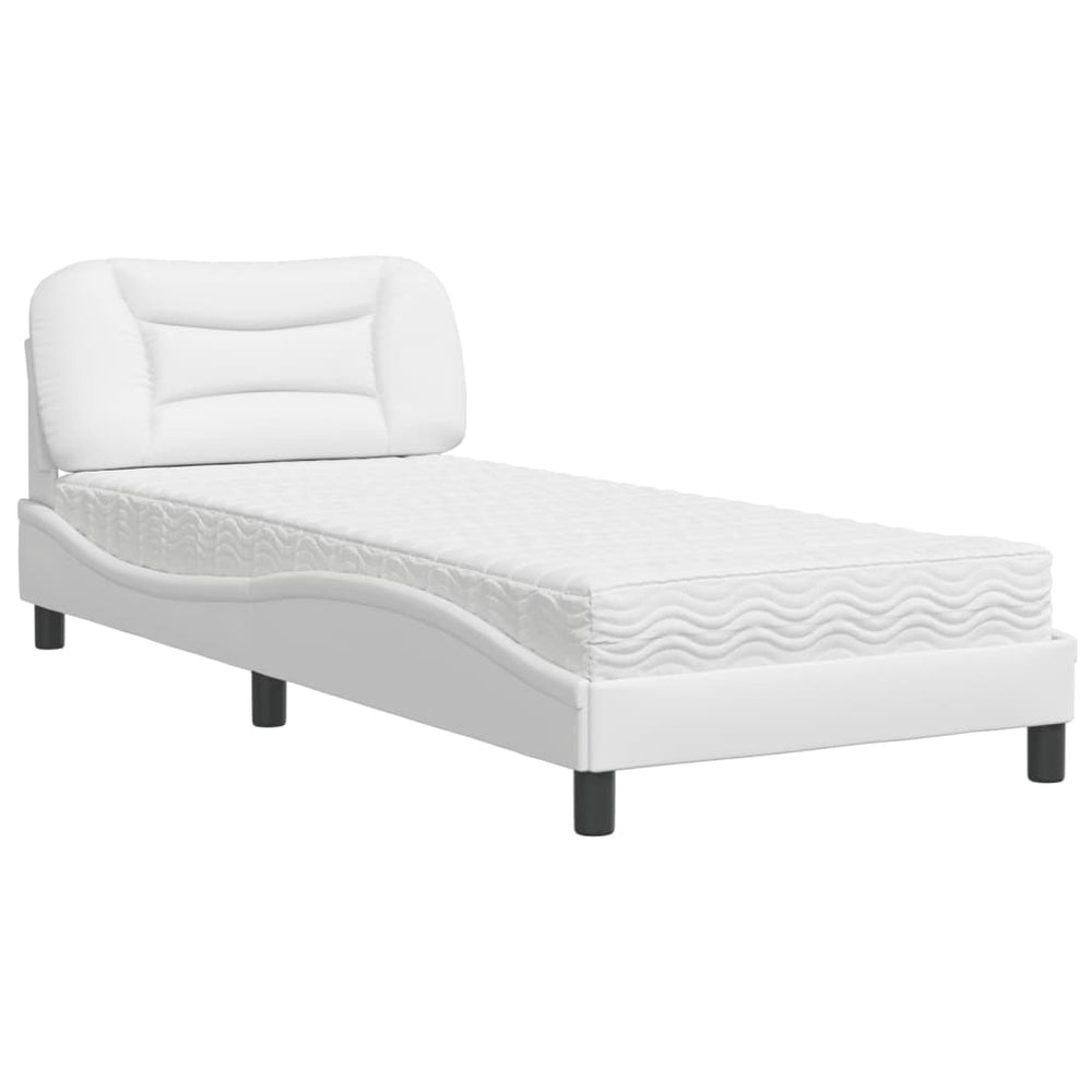 Bett mit Matratze Hvar 80x200 cm Weiß Kunstleder