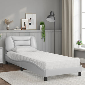 Bett mit Matratze Hvar 80x200 cm Weiß Kunstleder