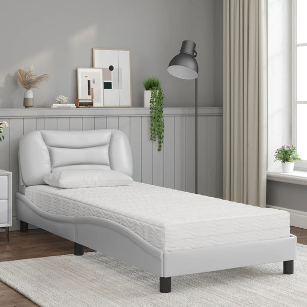 Bett mit Matratze Hvar 80x200 cm Weiß Kunstleder