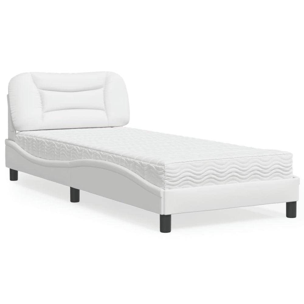 Bett mit Matratze Hvar 80x200 cm Weiß Kunstleder