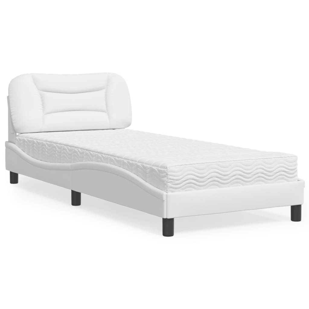 Bett mit Matratze Hvar 80x200 cm Weiß Kunstleder