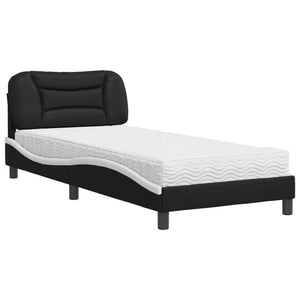 Bett mit Matratze Hvar 80x200 cm Kunstleder Schwarz/Weiß