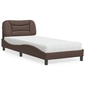 Bett mit Matratze Braun 90x190 cm Kunstleder