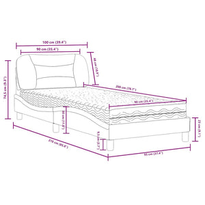 Bett mit Matratze Grau 90x200 cm Kunstleder